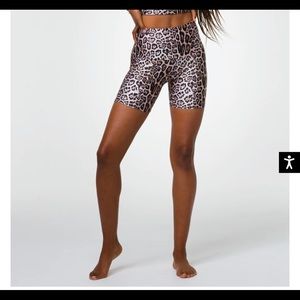 Onzie High Waist Mini Biker Short in Leopard